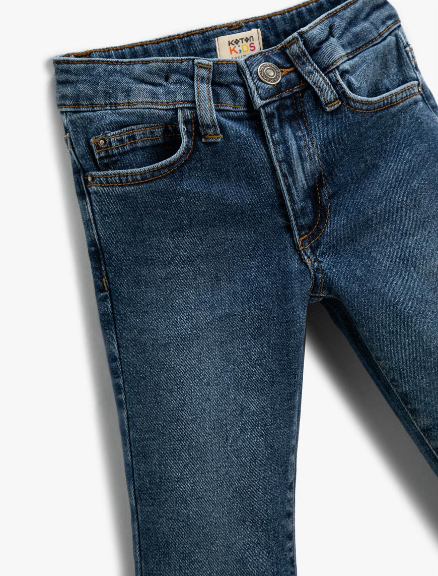  Erkek Çocuk Kot Pantolon Cepli Pamuklu - Straight Jean