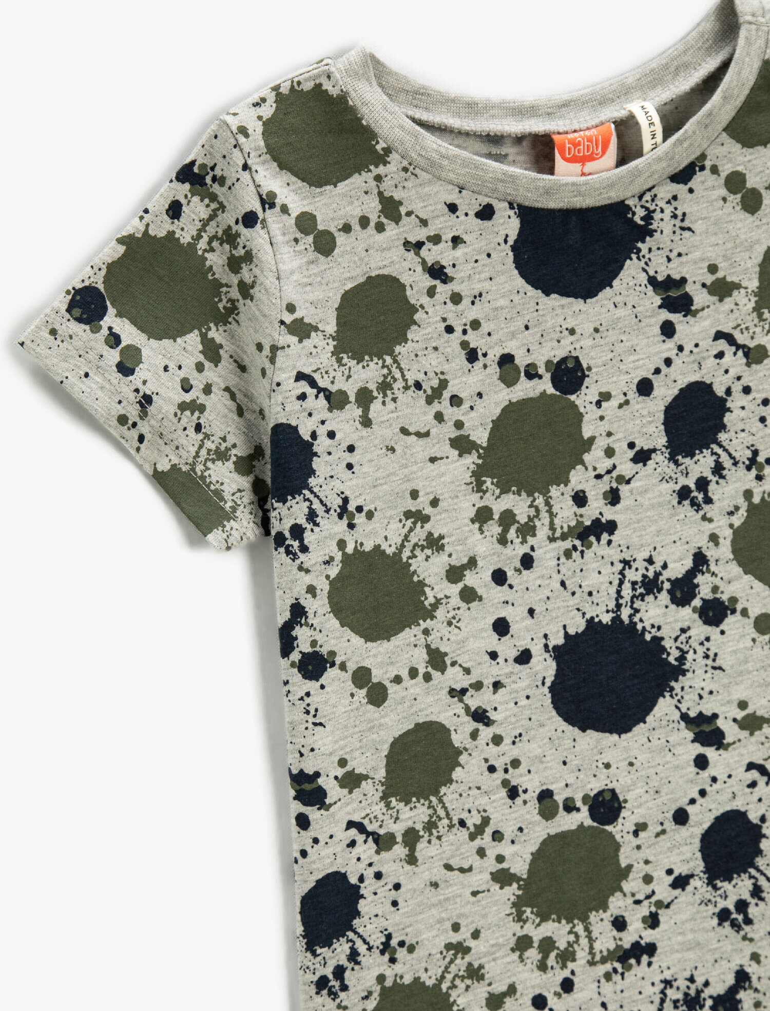  Erkek Bebek Baskılı Tişört Kısa Kollu Bisiklet Yaka Pamuklu