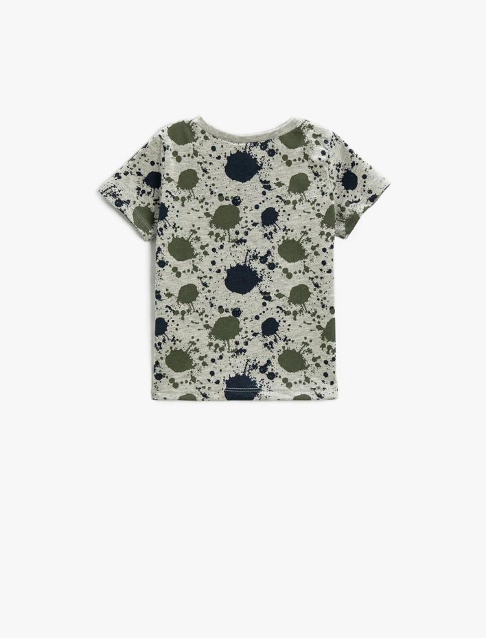 Erkek Bebek Baskılı Tişört Kısa Kollu Bisiklet Yaka Pamuklu