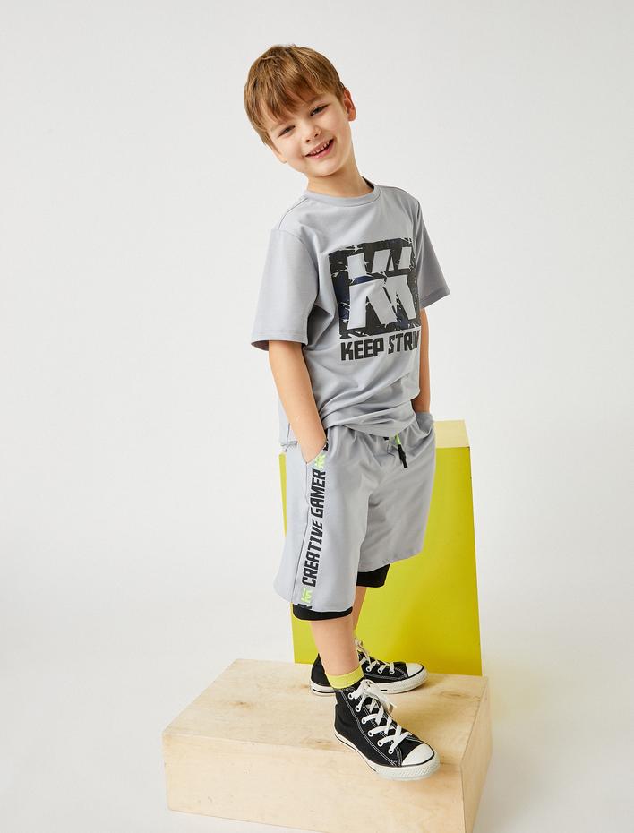 Erkek Çocuk Baskılı Şort Belden Bağlamalı