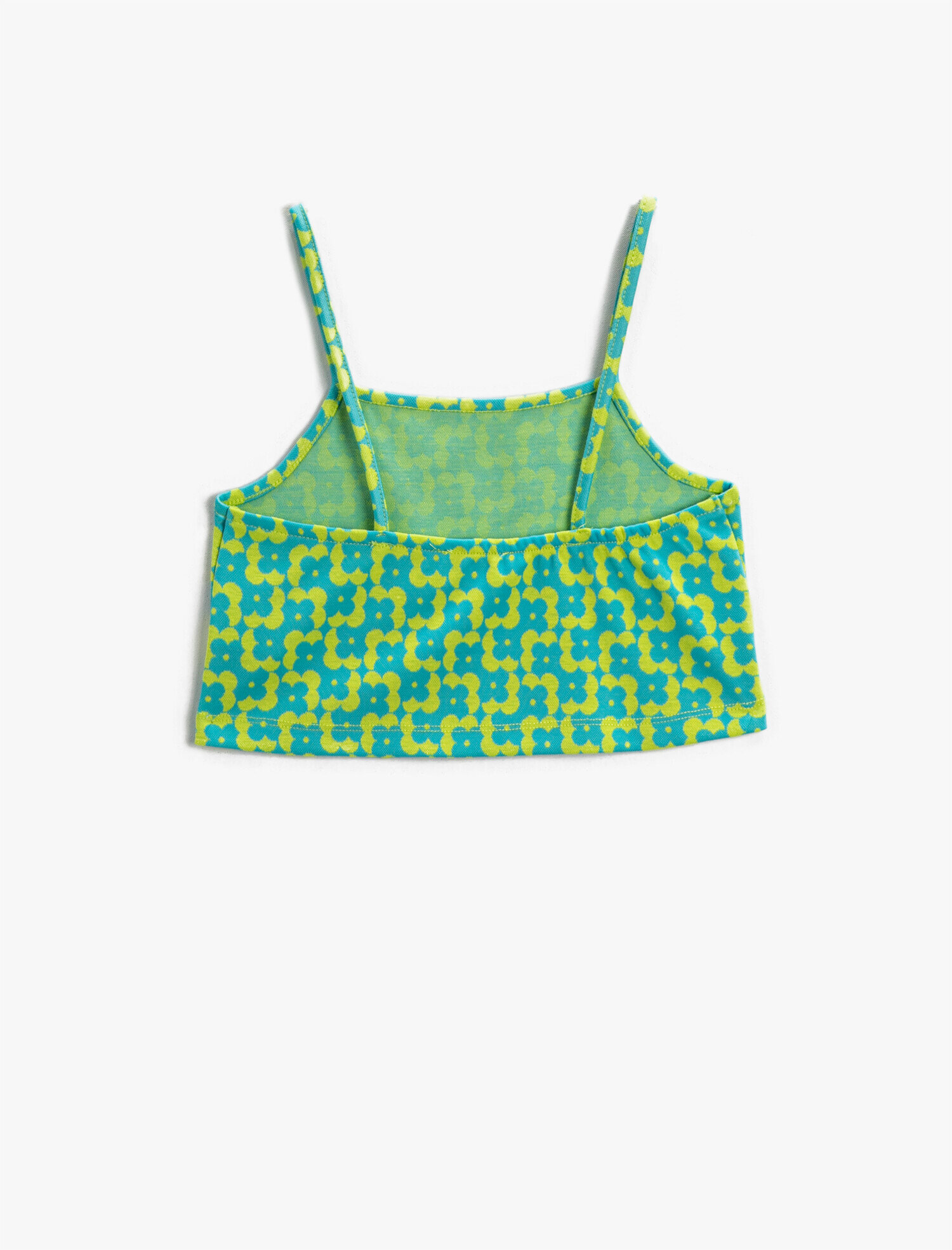  Kız Çocuk Atlet Crop Çiçek Desenli İnce Askılı