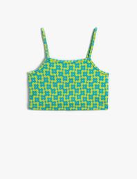 Atlet Crop Çiçek Desenli İnce Askılı