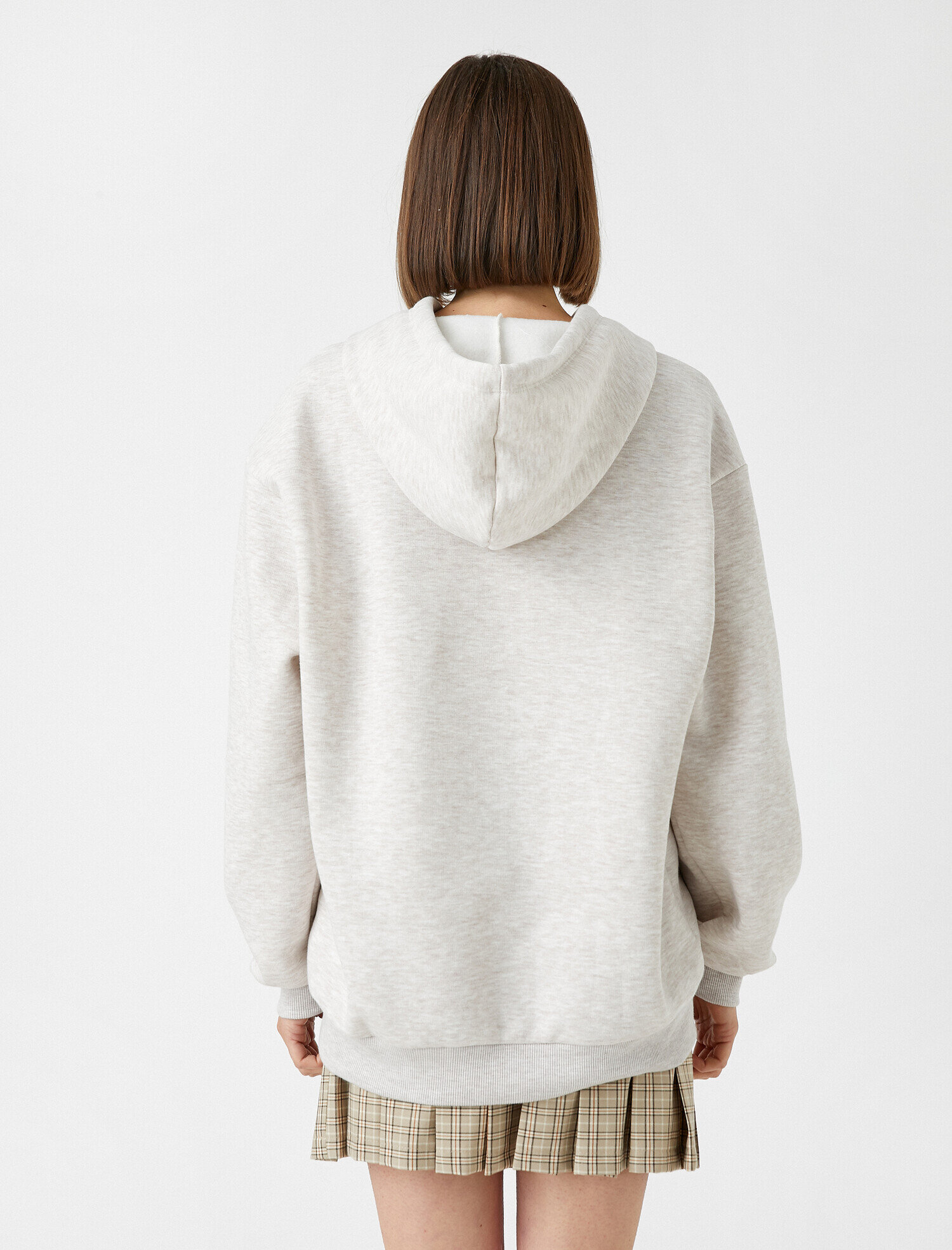   Baskılı Oversize Sweatshirt Kapüşonlu Cepli İçi Polarlı