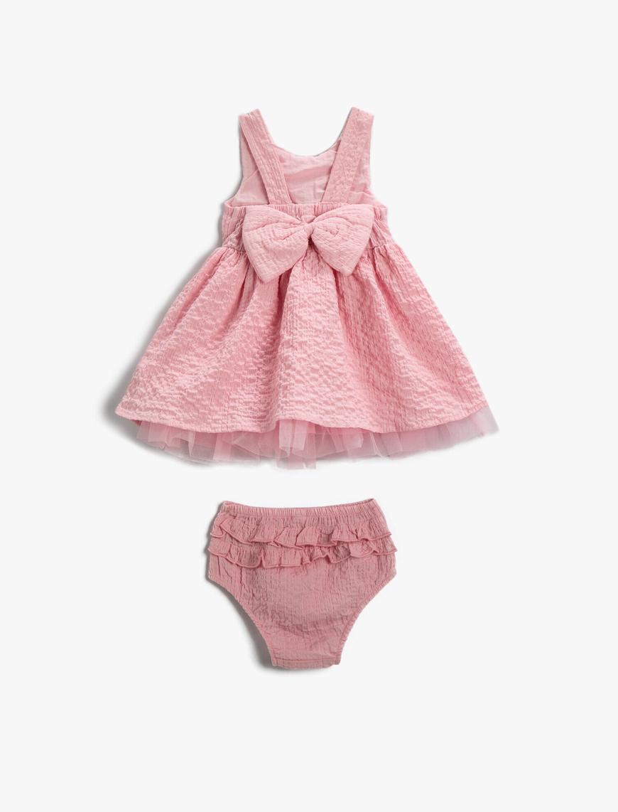  Kız Bebek Elbise Tüllü Set 2 Parçalı Pamuklu