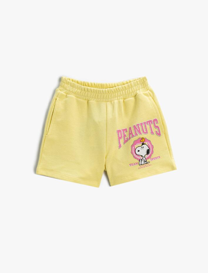 Kız Çocuk Snoopy Baskılı Şort Lisanslı Beli Lastikli Pamuklu
