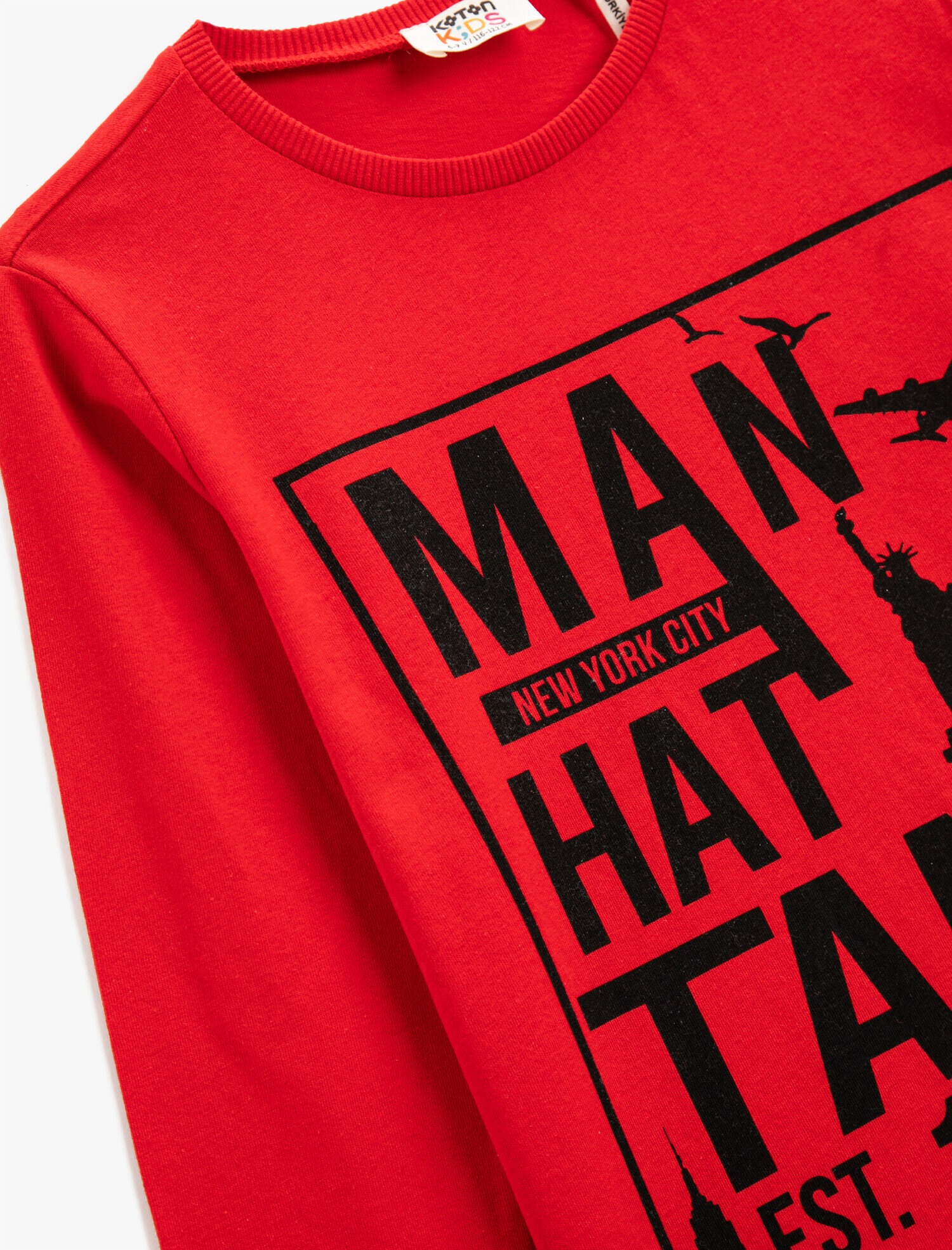  Erkek Çocuk Uzun Kollu Tişört Baskılı Bisiklet Yaka Pamuklu