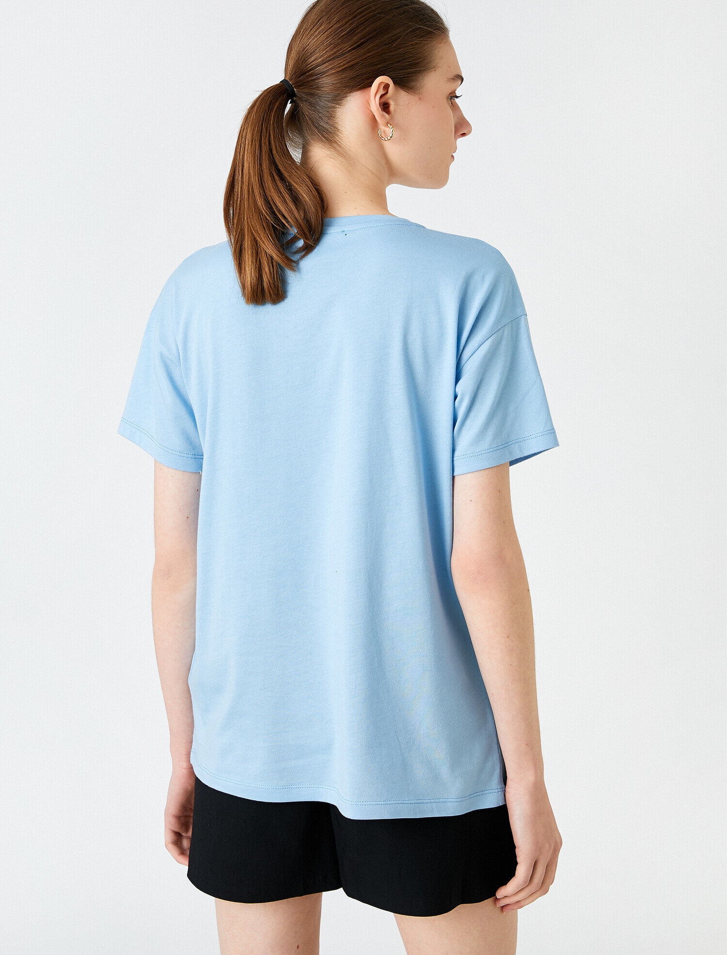   Baskılı Tişört Kısa Kollu Bisiklet Yaka Modal Karışımlı