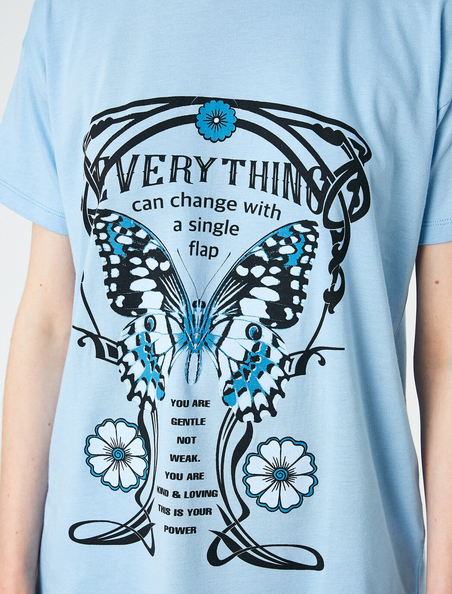   Baskılı Tişört Kısa Kollu Bisiklet Yaka Modal Karışımlı