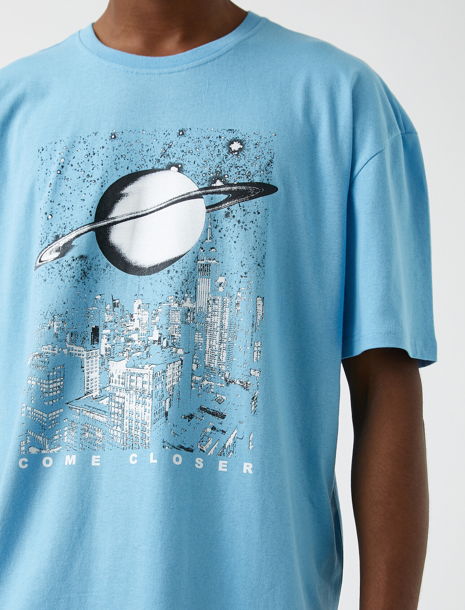 Mavi Erkek Oversize Satürn Baskılı Tişört 2SAM11322HK | Koton