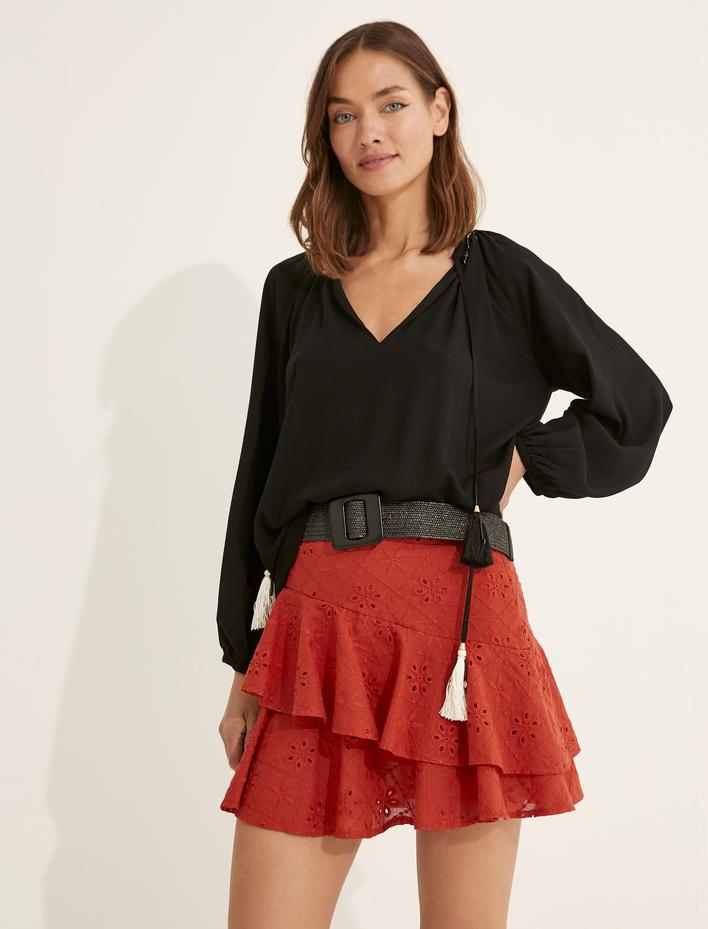  Melis Ağazat X Koton - Fırfırlı Fisto Mini Etek