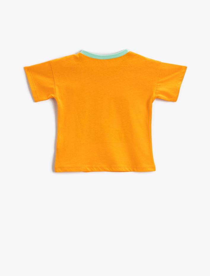 Erkek Bebek Kısa Kollu Tişört Nakışlı Bisiklet Yaka Pamuklu