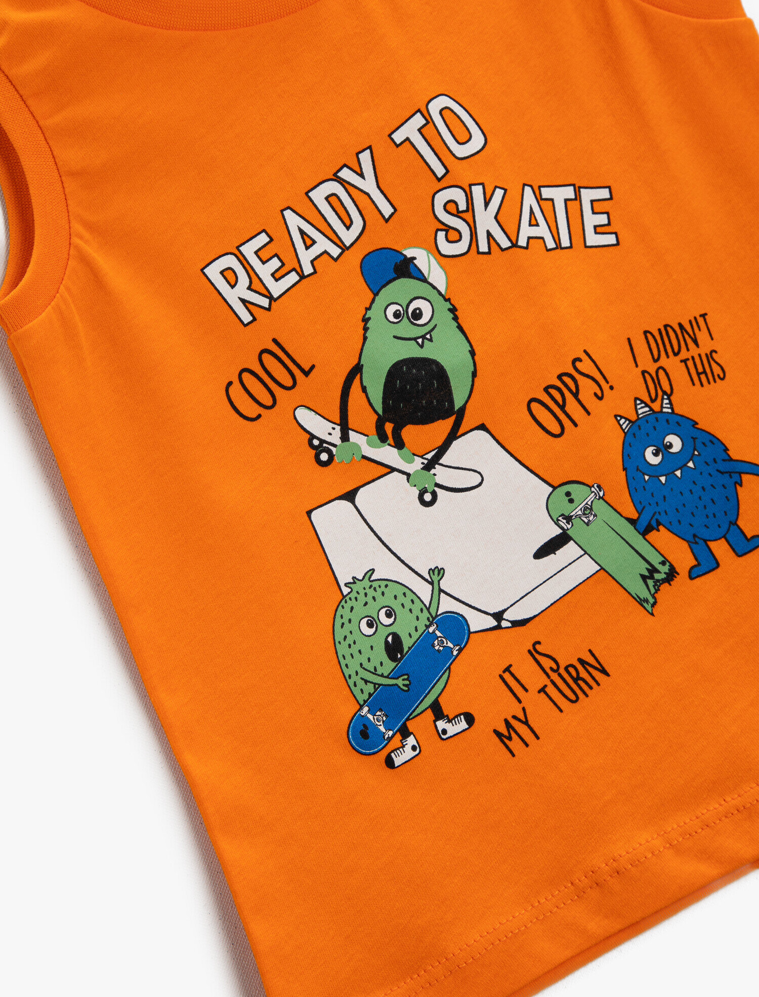  Erkek Bebek Baskılı Atlet Bisiklet Yaka Pamuklu