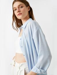 Oversize Gömlek Uzun Kollu Saten Görünümlü