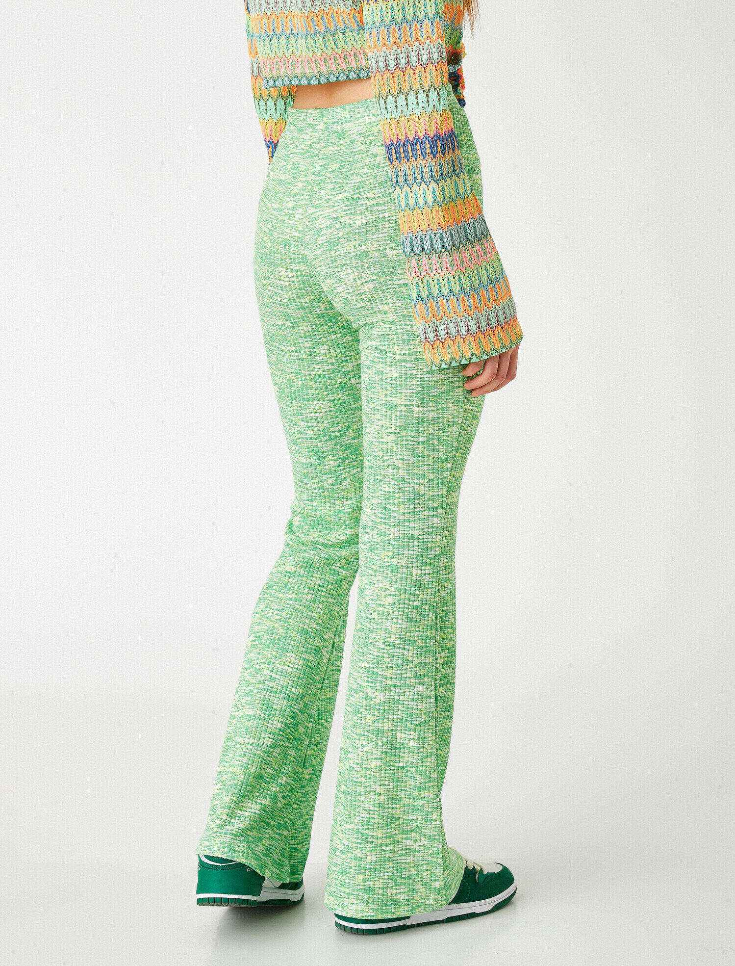   Yüksek Bel Geniş Paça Ribanalı Pantolon