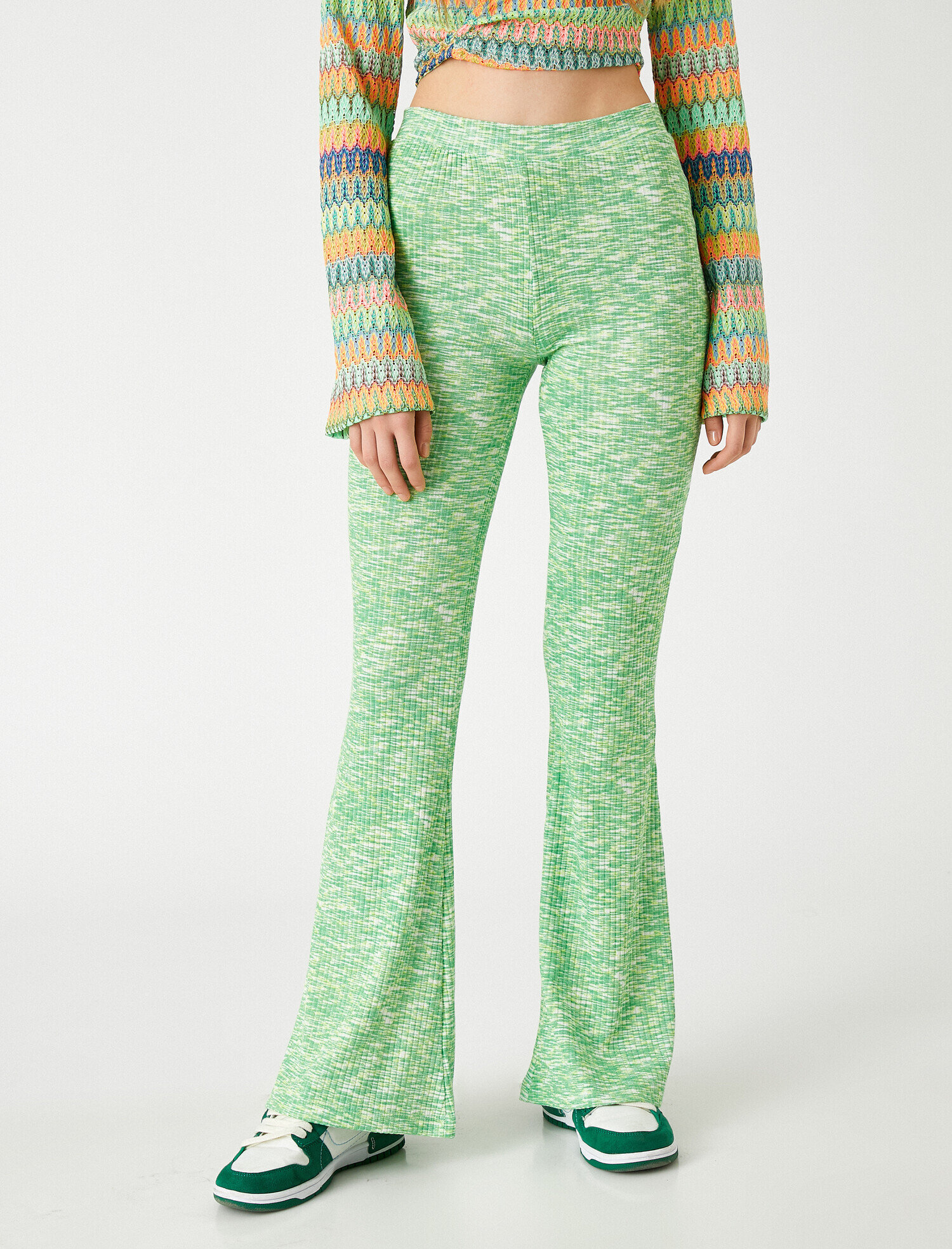   Yüksek Bel Geniş Paça Ribanalı Pantolon