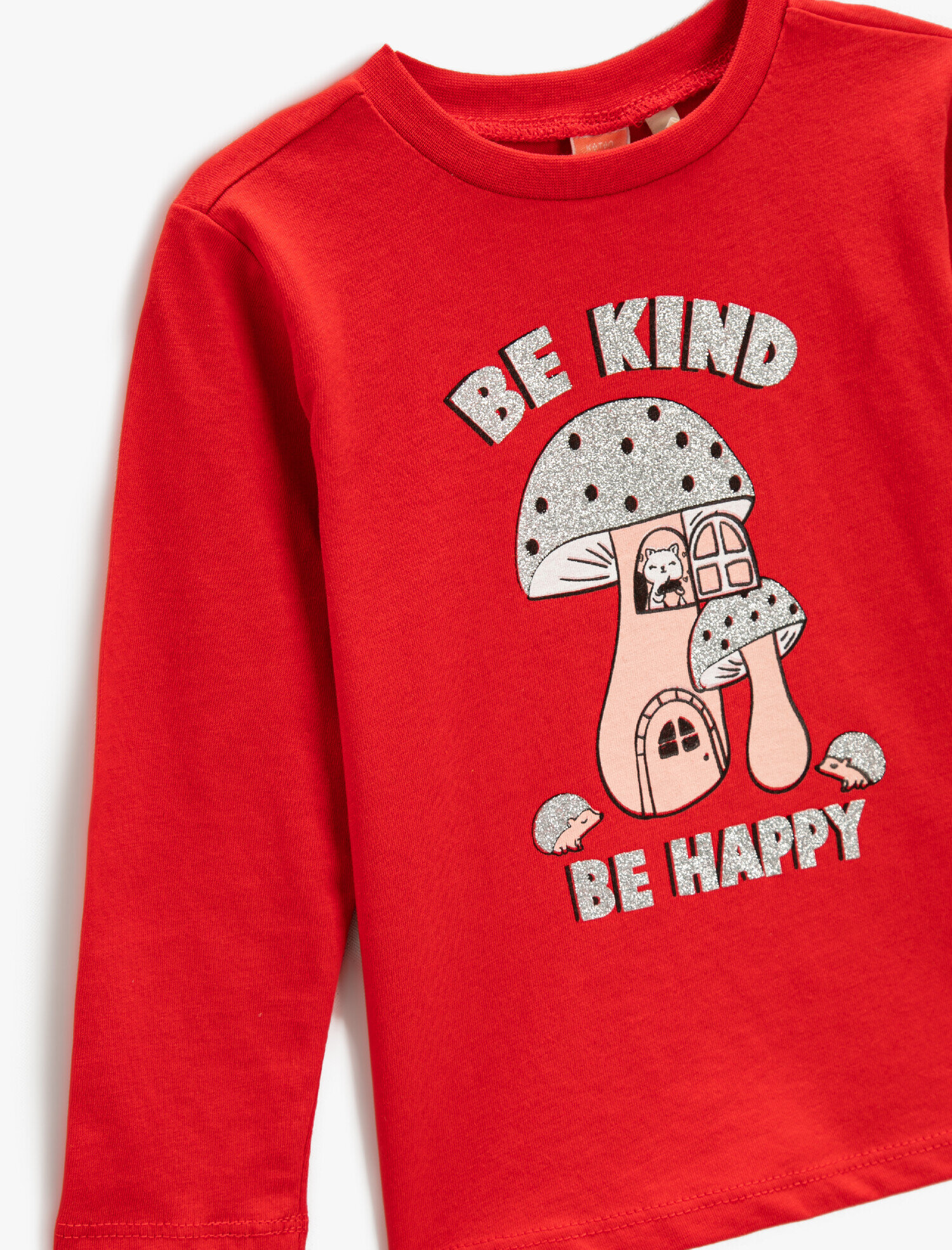  Kız Bebek Uzun Kollu Tişört Baskılı Bisiklet Yaka Pamuklu