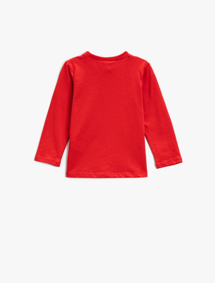 Kız Bebek Uzun Kollu Tişört Baskılı Bisiklet Yaka Pamuklu