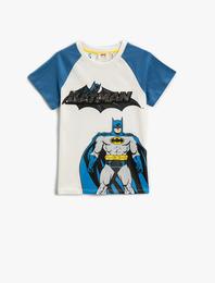 Batman Baskılı Tişört Lisanslı Pullu Payetli Pamuklu