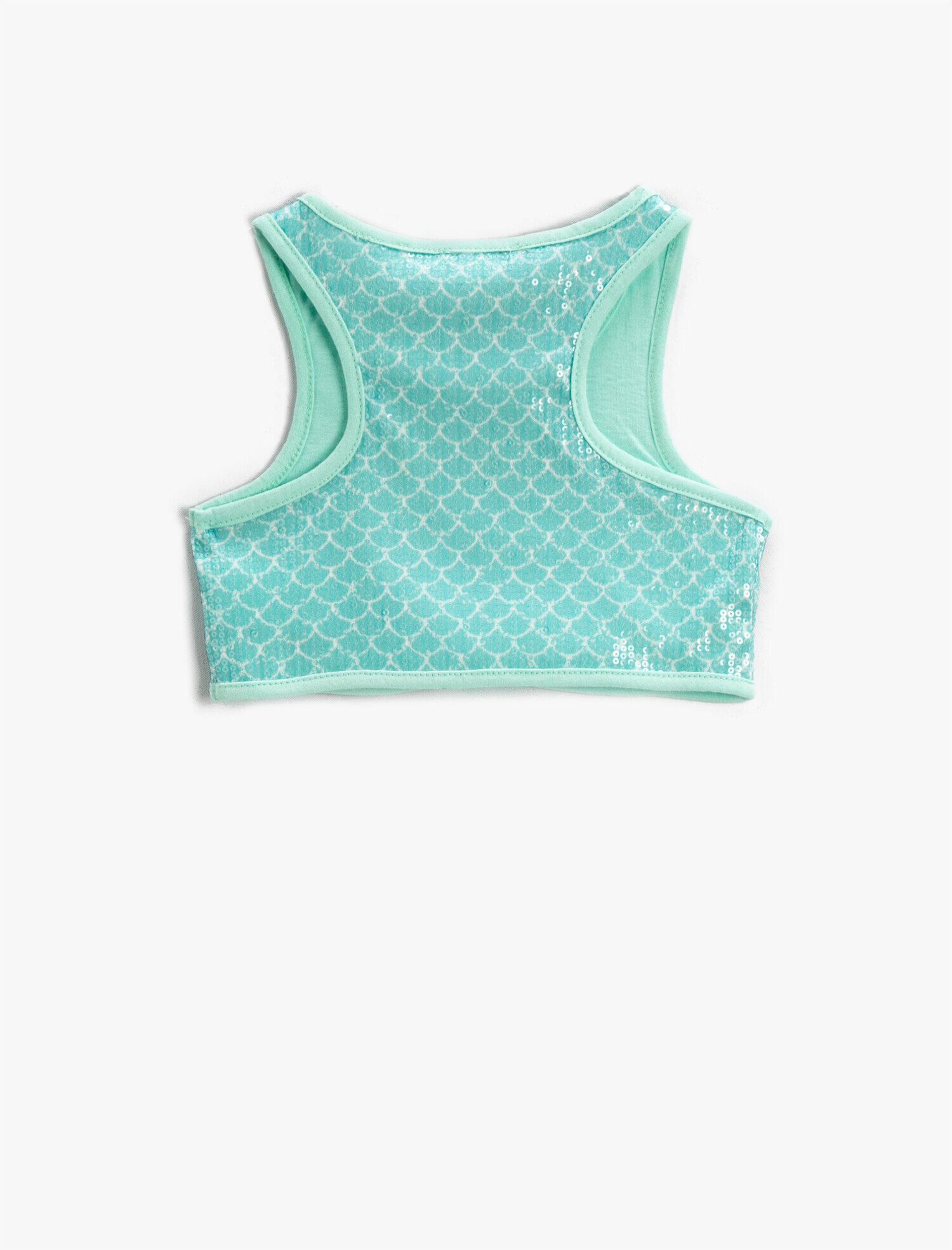  Kız Çocuk Pullu Crop Üst Kolsuz Bisiklet Yaka