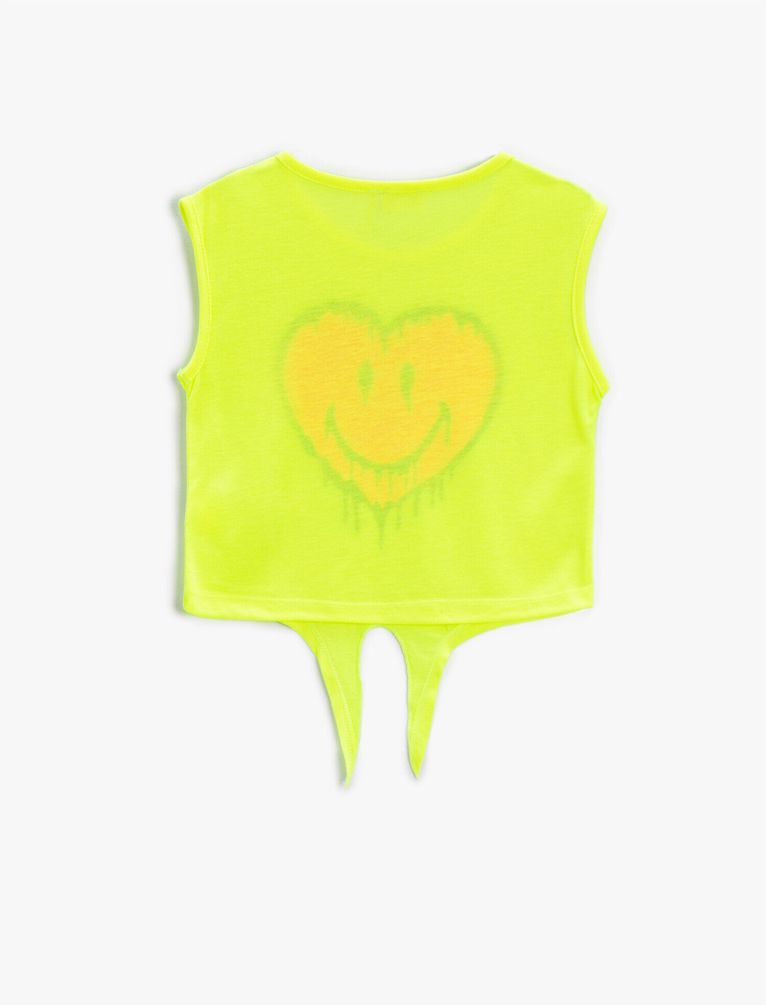  Kız Çocuk Baskılı Crop Tişört Önü Bağcıklı Bisiklet Yaka