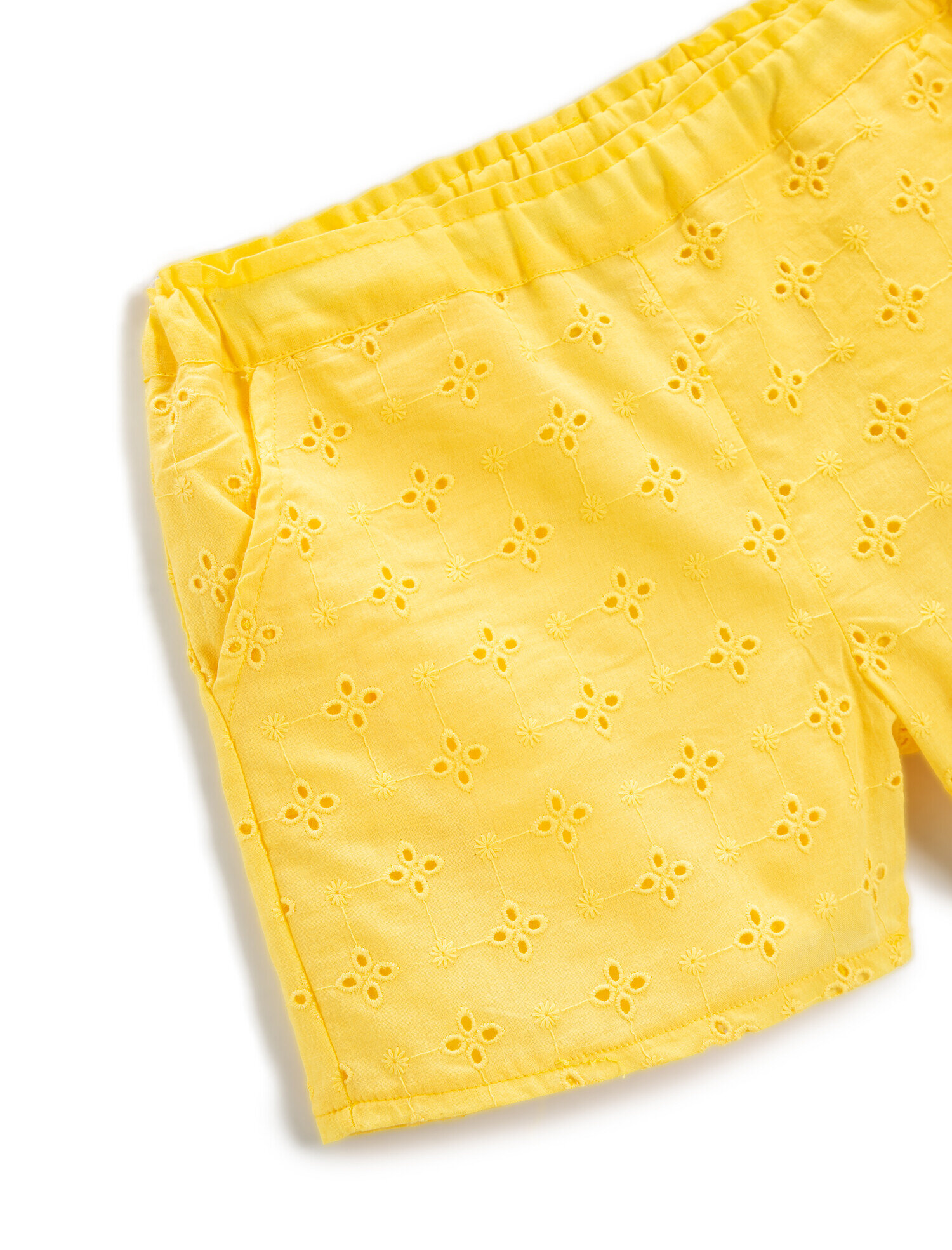  Kız Çocuk Şort Fisto İşlemeli Beli Lastikli Pamuklu