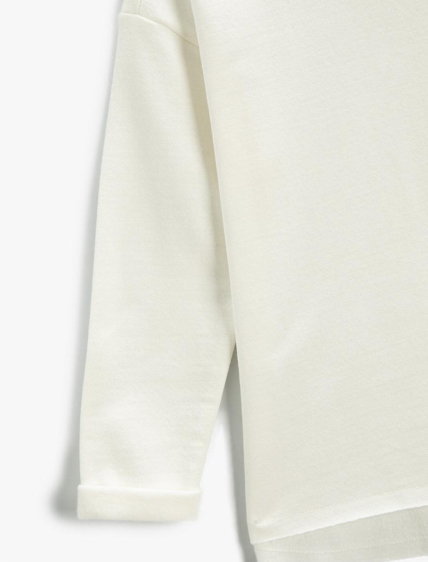  Kız Çocuk Uzun Kollu Basic Sweatshirt Pamuklu Bisiklet Yaka