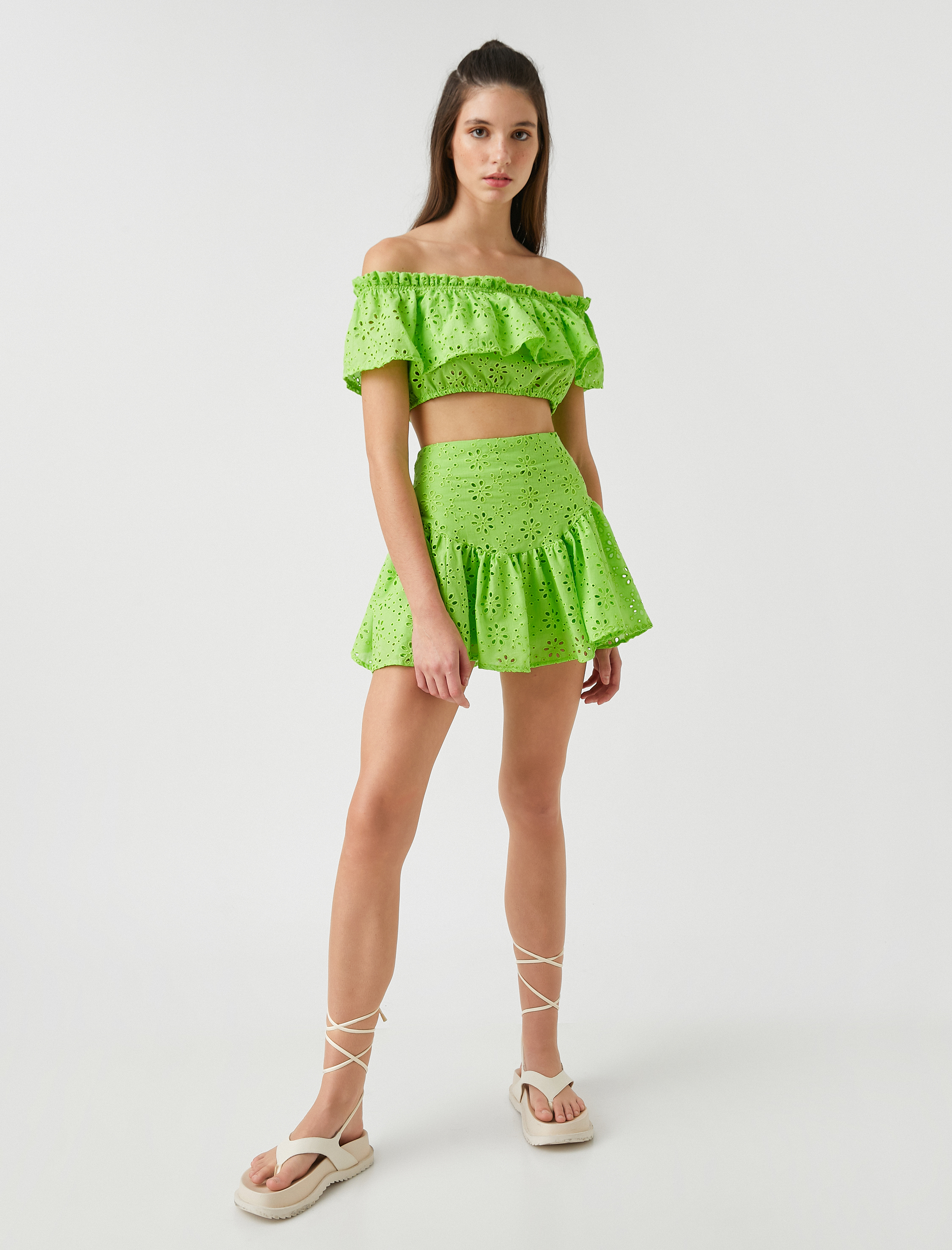   Crop Bluz Omzu Açık Fisto