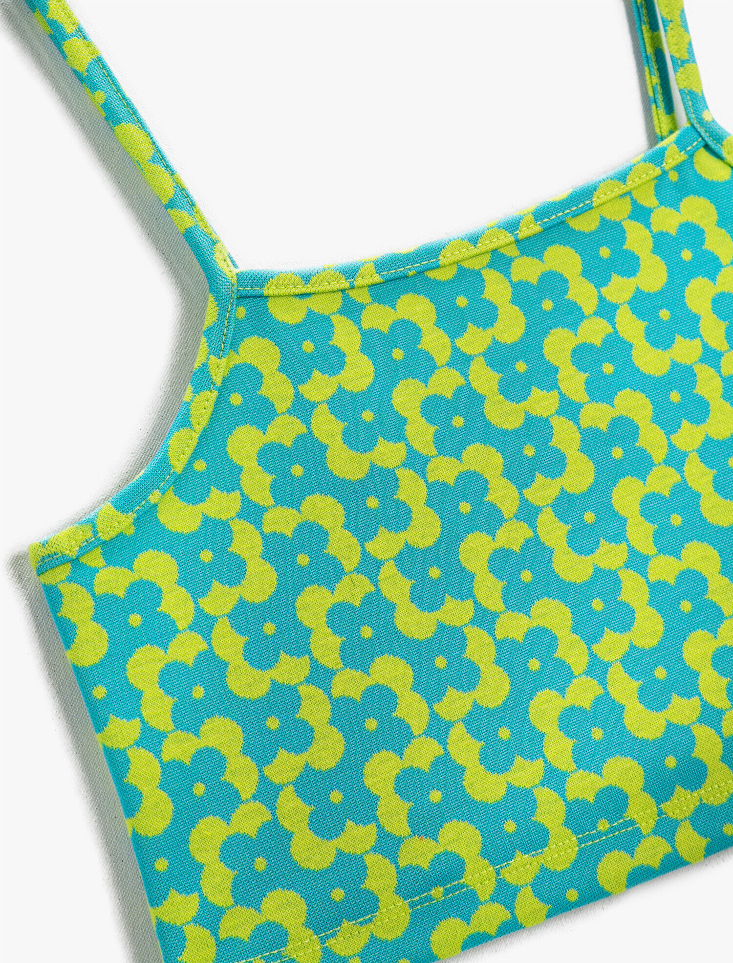  Kız Çocuk Atlet Crop Çiçek Desenli İnce Askılı