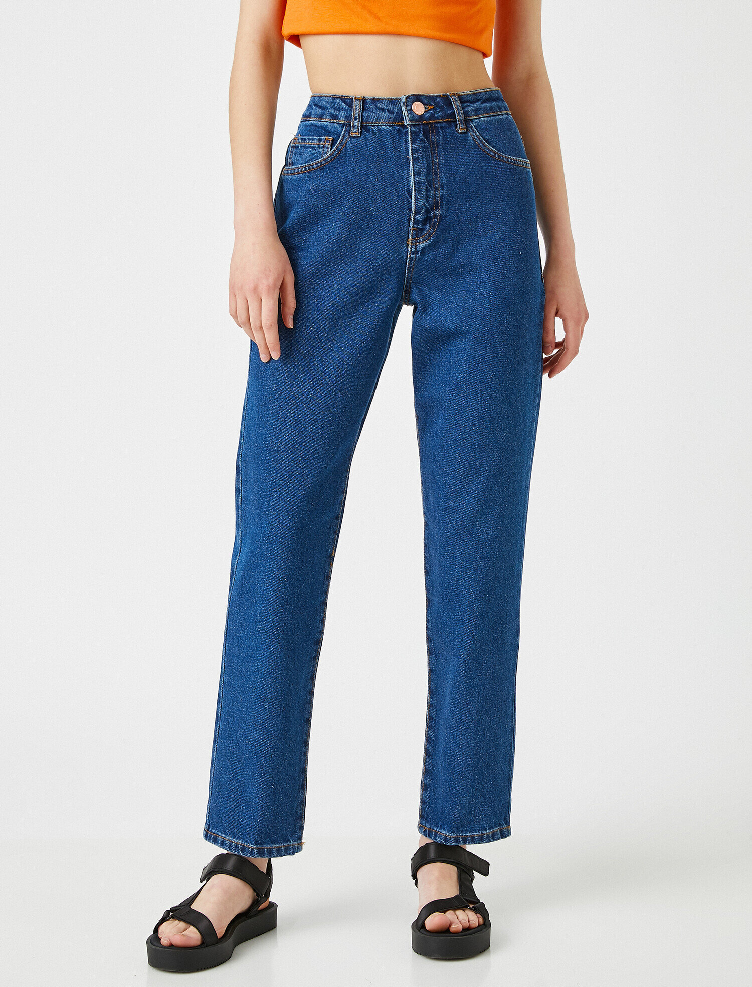 Mom Jean - Yüksek Bel Rahat Kesim Dar Paça Pantolon