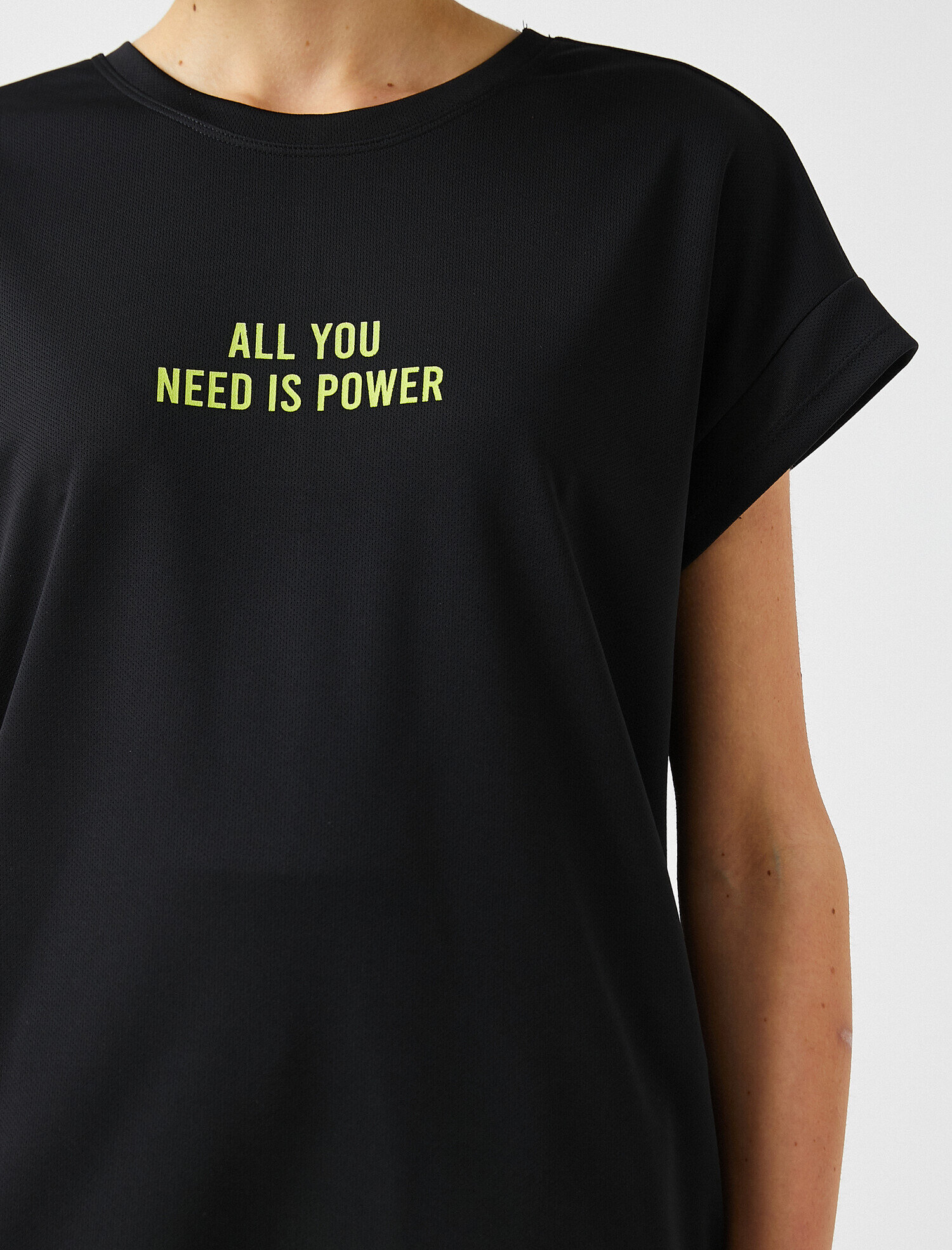   Slogan Baskılı Tişört Kısa Kollu Bisiklet Yaka