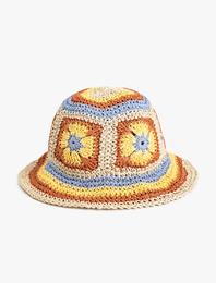 Bucket Hasır Şapka Çiçekli