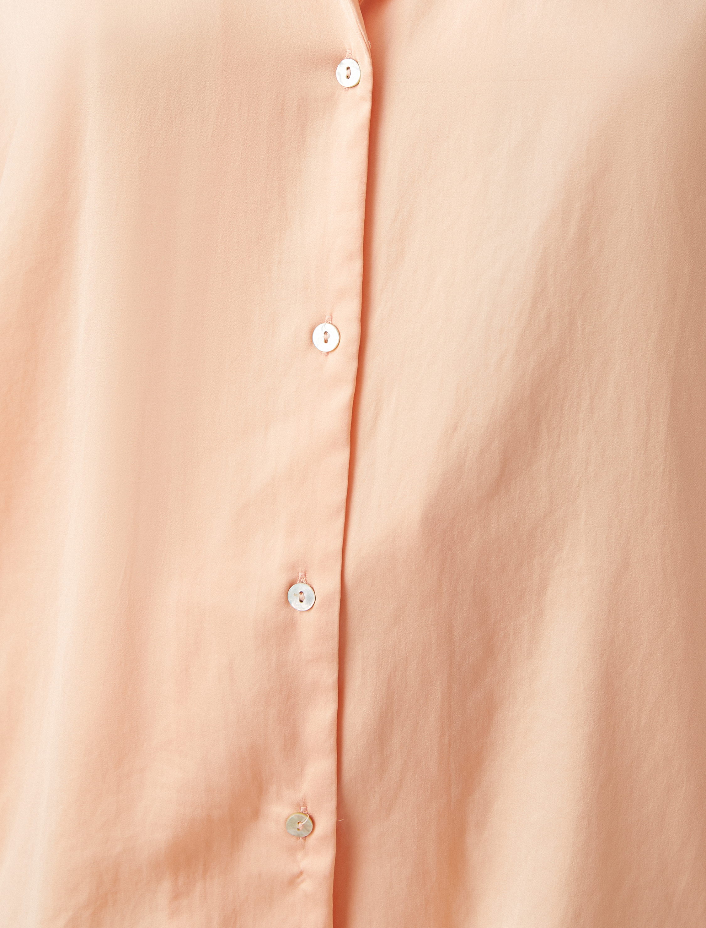   Düğmeli Saten Pijama Üstü Truvakar Kol