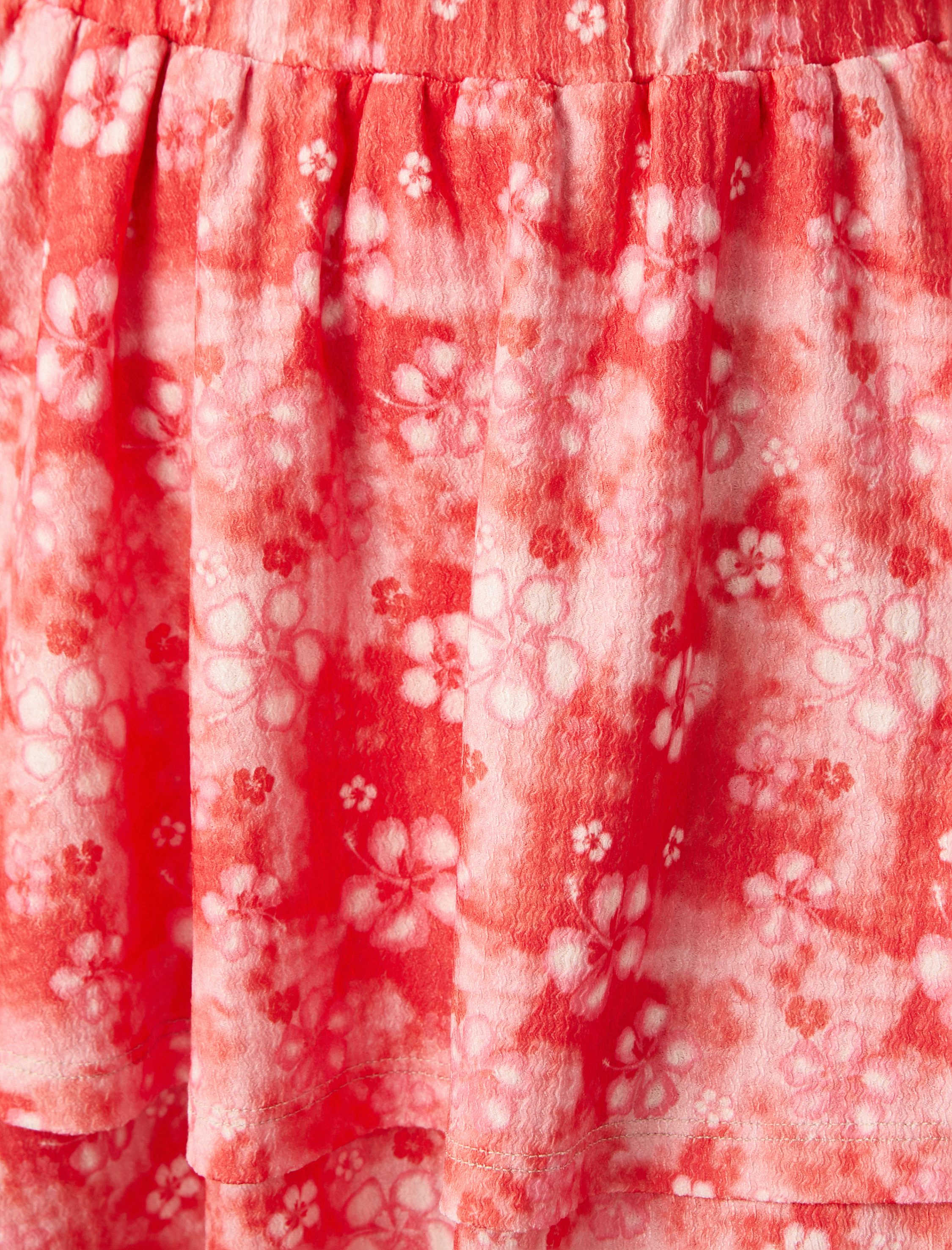   Çiçek Baskılı Volanlı Mini Etek