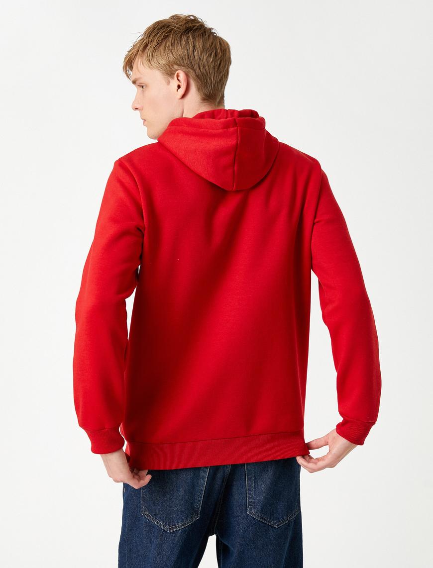   Basic Kapşonlu Sweatshirt Şardonlu