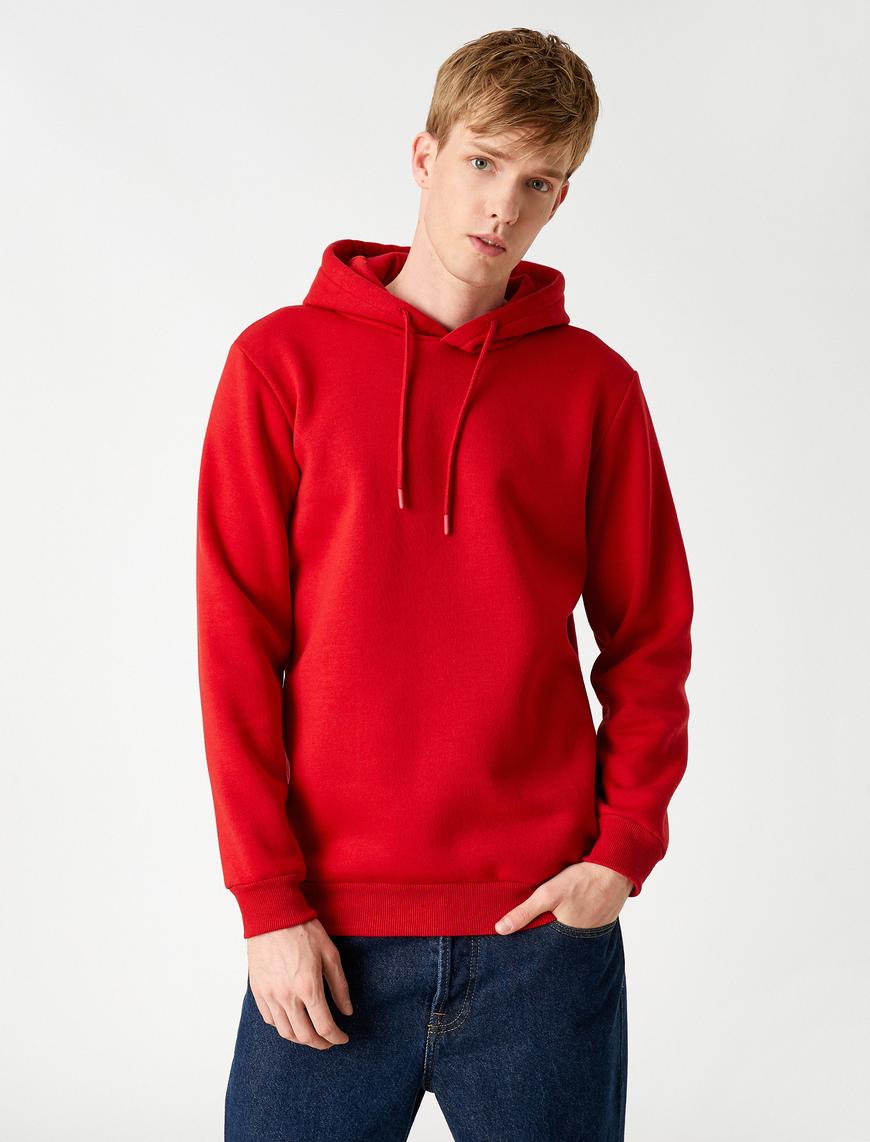   Basic Kapşonlu Sweatshirt Şardonlu