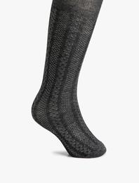 Örgü Desenli Külotlu Çorap