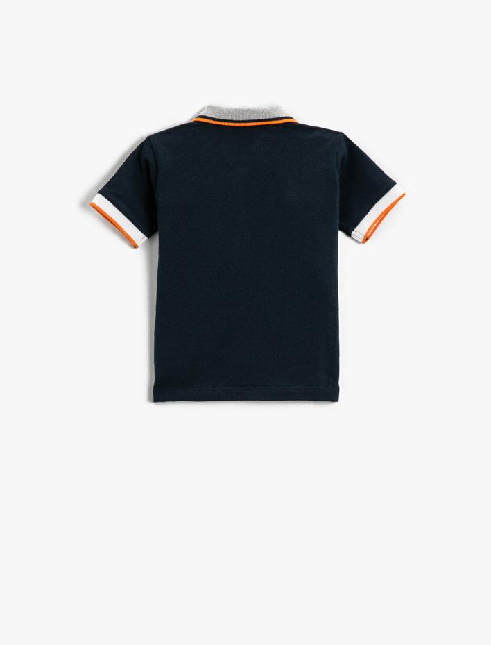 Erkek Bebek Polo Yaka Tişört İşlemeli Pamuklu