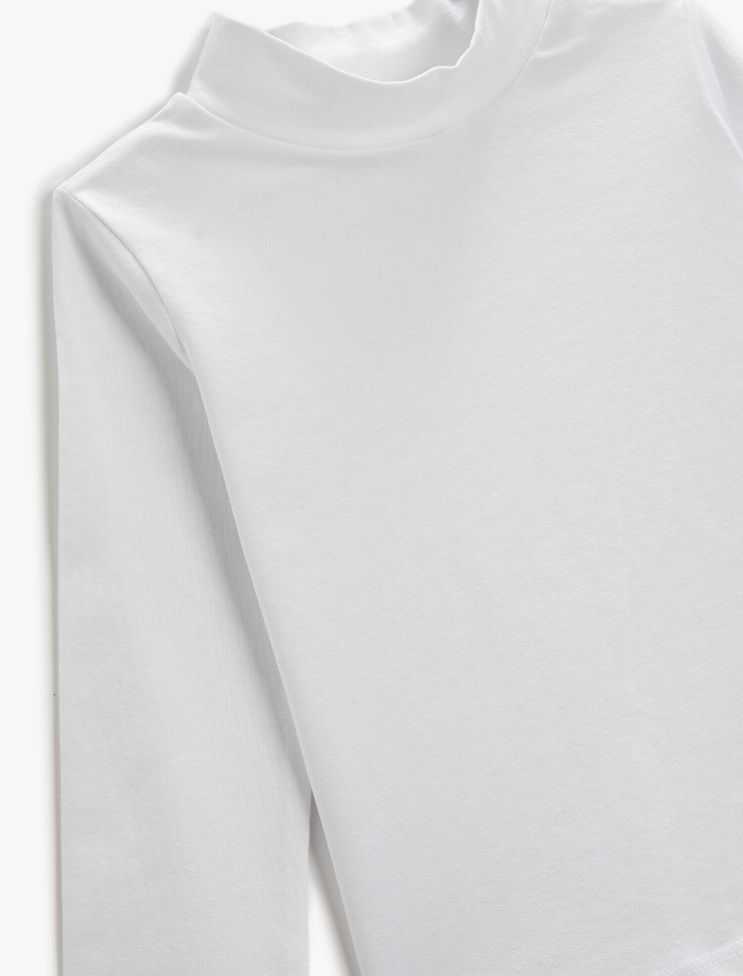  Kız Çocuk Basic Yarım Balıkçı Yaka Tişört Uzun Kollu Pamuklu