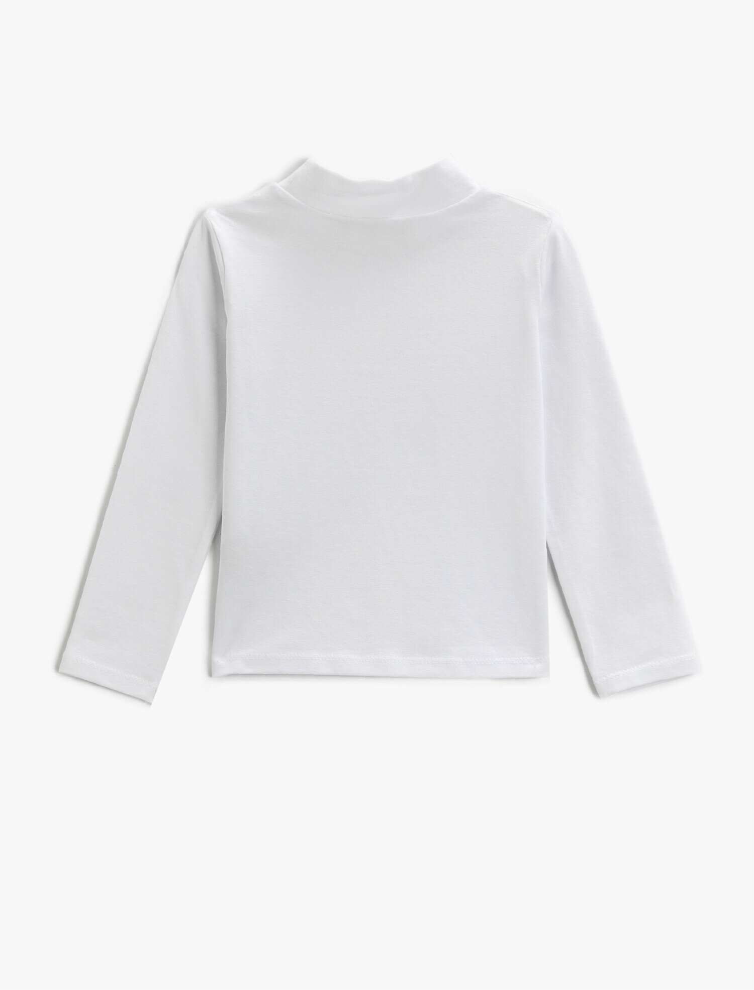  Kız Çocuk Basic Yarım Balıkçı Yaka Tişört Uzun Kollu Pamuklu