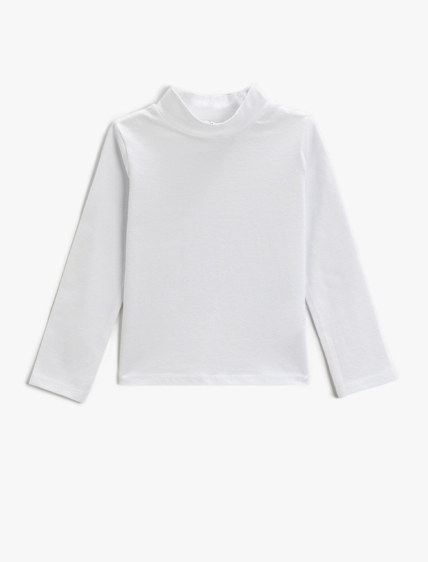  Kız Çocuk Basic Yarım Balıkçı Yaka Tişört Uzun Kollu Pamuklu