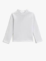 Basic Yarım Balıkçı Yaka Tişört Uzun Kollu Pamuklu