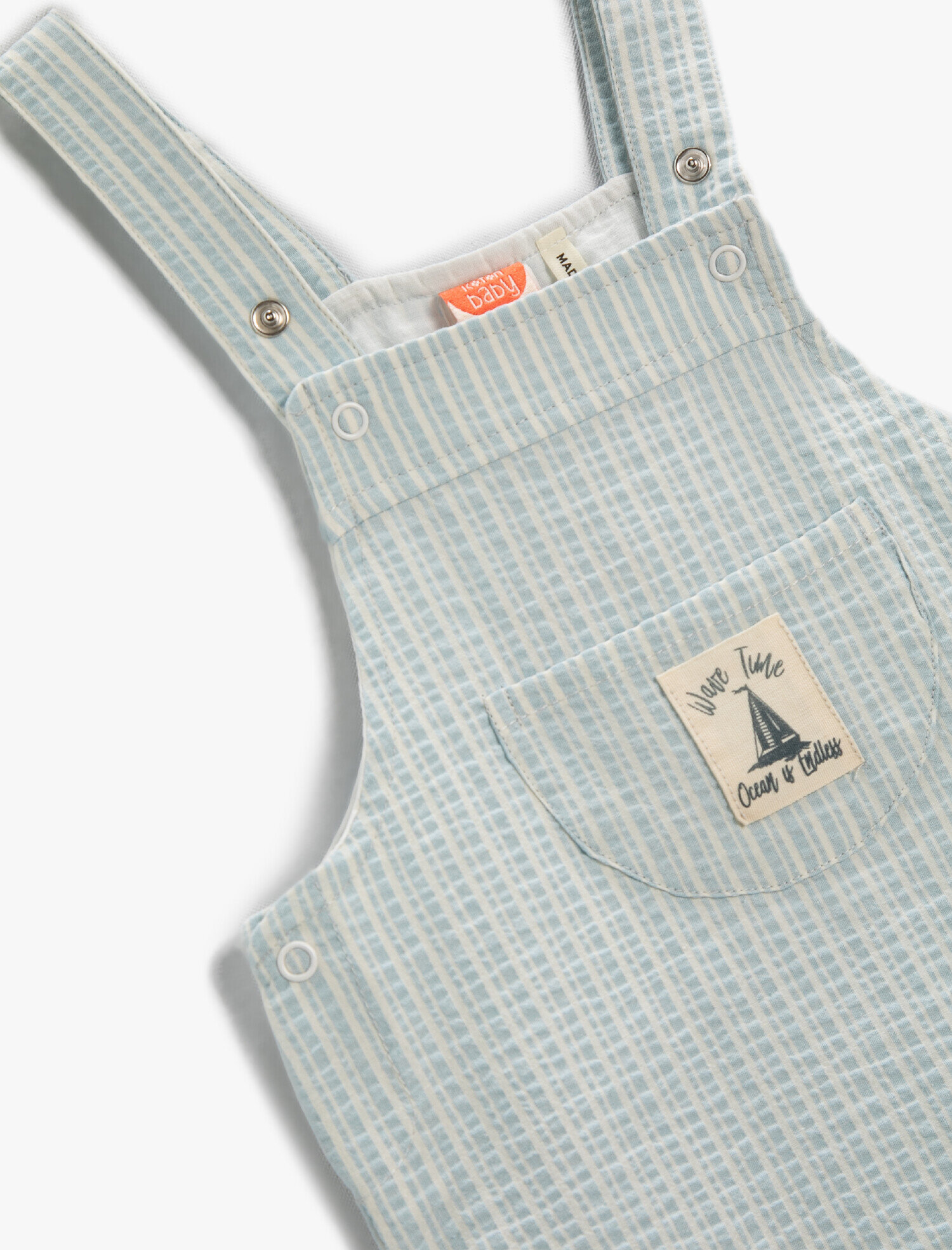  Erkek Bebek Şort Tulum Çizgili Çıtçıtlı Cep Detaylı