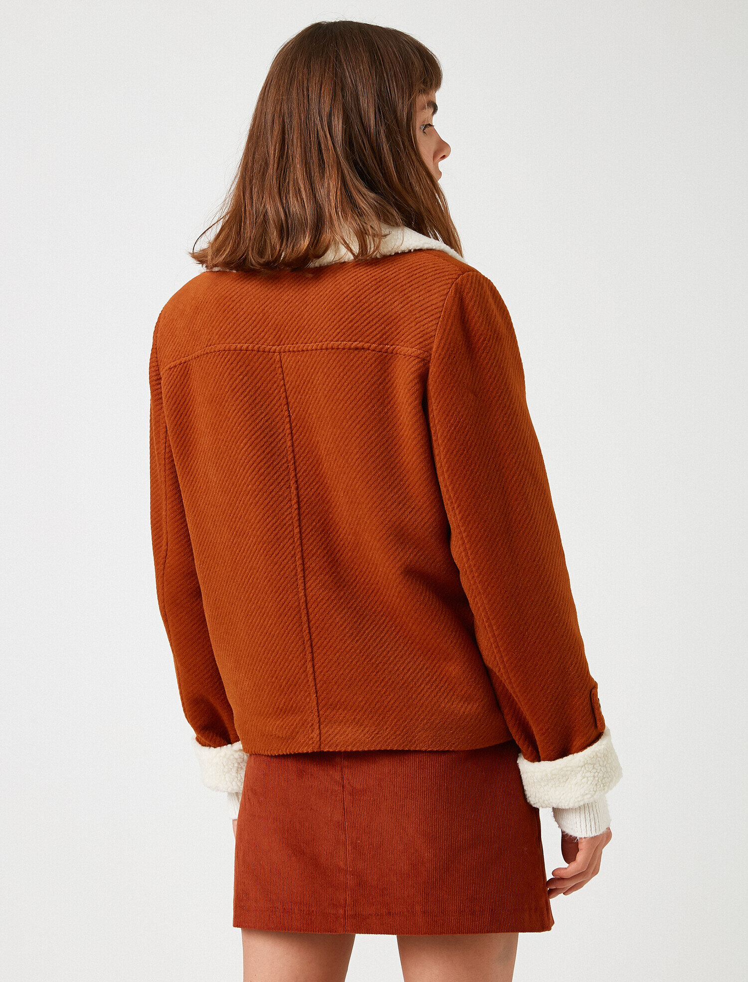   Suni Kürk Detaylı Sherpa Cepli Kaban