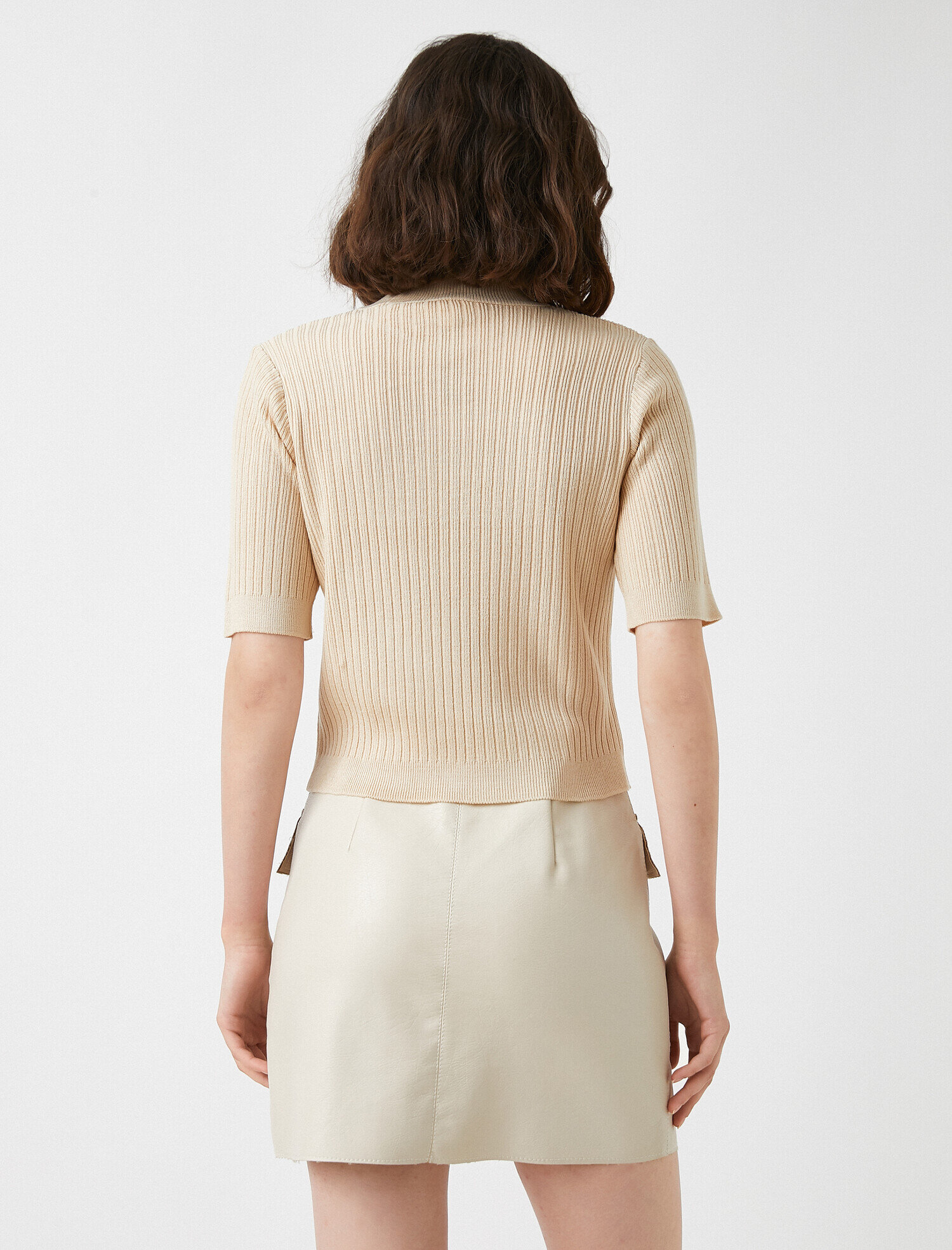   Triko Kazak Ribanalı Kısa Kollu Kaşmir Dokulu