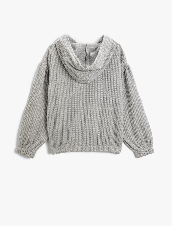 Kız Çocuk Kapüşonlu Sweatshirt Örgü Uzun Kollu
