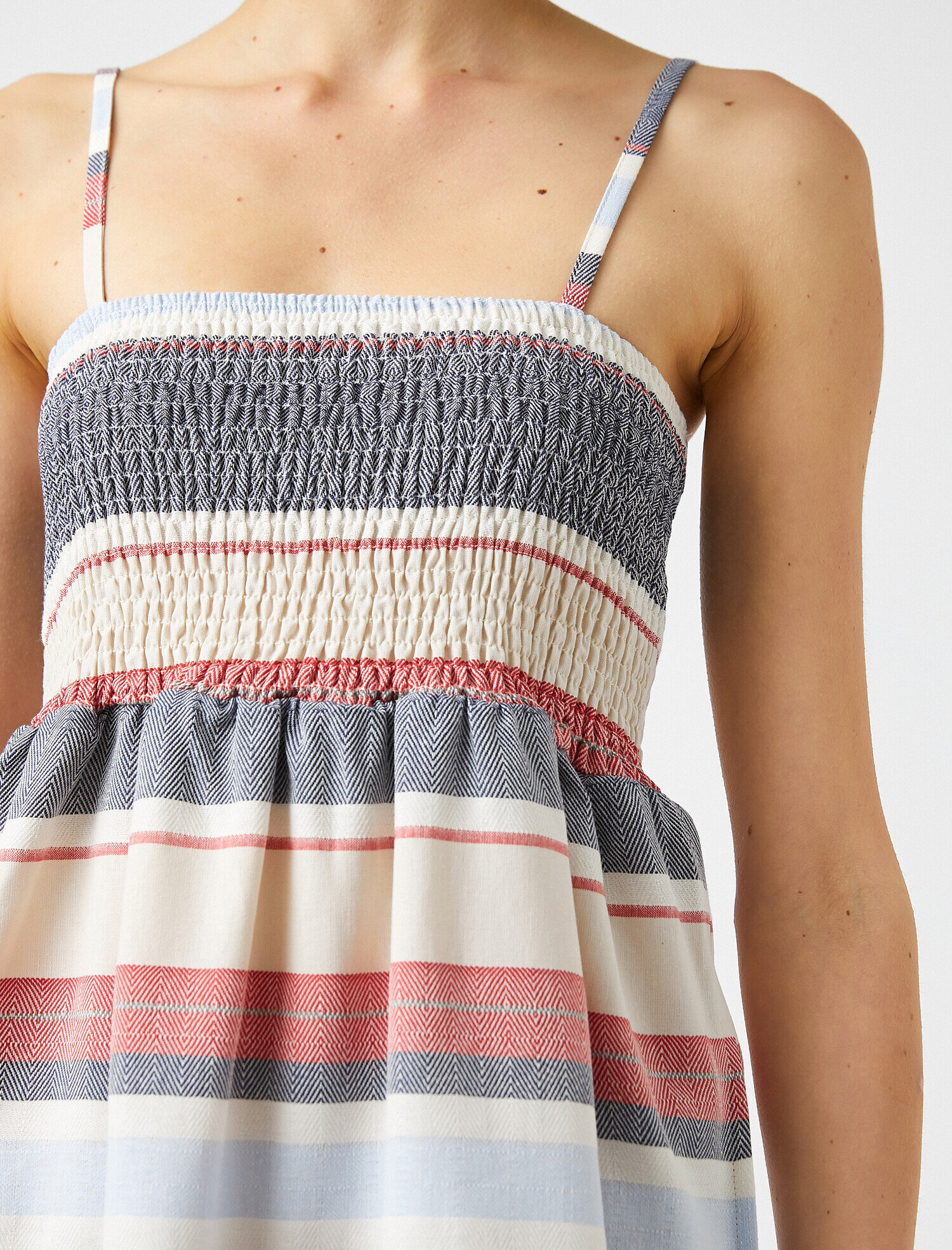   Çizgili Elbise Askılı Cepli