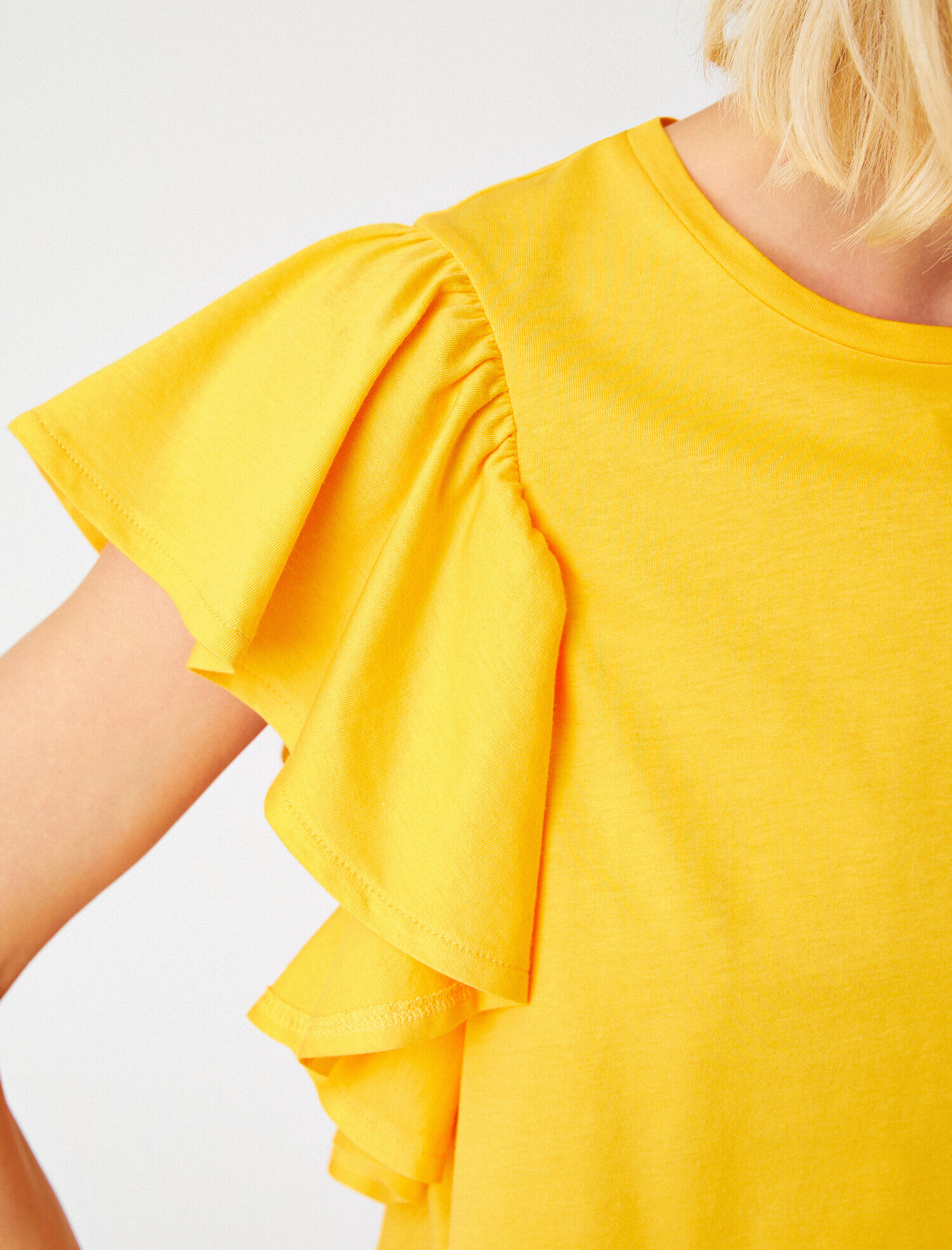   Fırfırlı Kısa Kollu Tişört Pamuklu