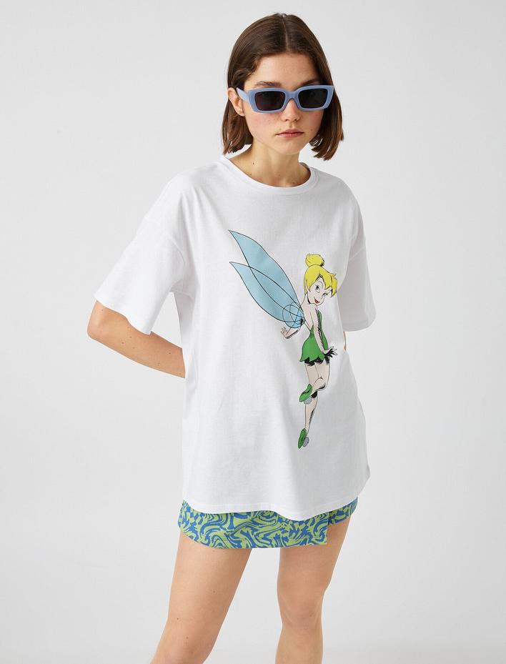  Tinker Bell Baskılı Tişört Lisanslı Kısa Kollu Bisiklet Yaka