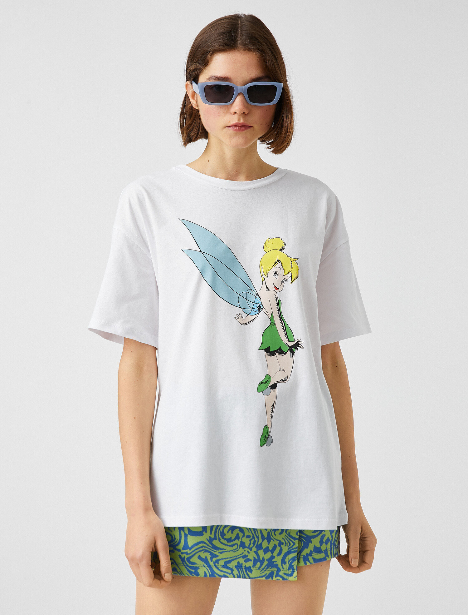   Tinker Bell Baskılı Tişört Lisanslı Kısa Kollu Bisiklet Yaka