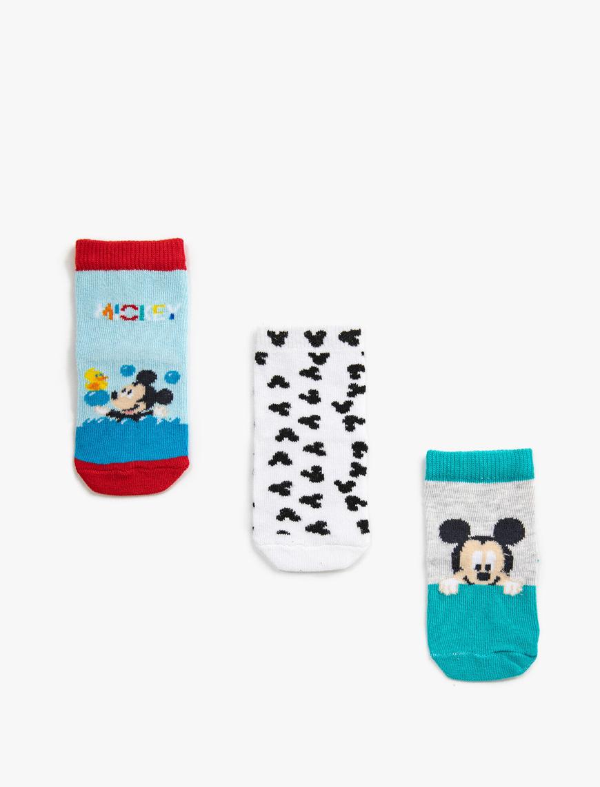  Erkek Bebek 3'lü Mickey Mouse Lisanslı Çorap